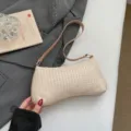 Stylish woven straw underarm shoulder bag for women in cream beige summer beach style - Style 1 / Khaki