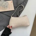Elegant beige woven underarm shoulder bag for women with a trendy straw texture design - Style 1 / White