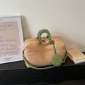 Large capacity travel duffel bag in khaki with green handles, lightweight for short weekend trips. - Style 1 / Khaki