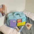 Bolsa de viaje colorida con múltiples bolsillos, bolso casual grande para mujer. - Azul