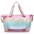 Sac de voyage dégradé pastel avec fond extensible et grande capacité pour le sport et fitness. - Rose
