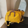 Yellow purple travel duffel bag variant, large capacity luggage with dry wet separation. - Yellow