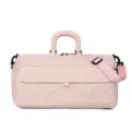 Pink travel duffel bag for women, portable gym sports bag with dry-wet separation and strap. - Pink