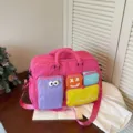 Bolsa de viaje colorblock con múltiples bolsillos para mujeres elegante bolso de fin de semana - Rosa rojo