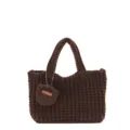 Sac fourre-tout en crochet marron fait main avec petit charm de pochette assorti - Café