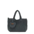 Sac à main en laine tricoté à la main vert foncé avec un motif à carreaux texturé - Vert