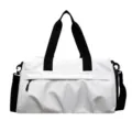 Large capacity white travel duffel bag with black straps for gym sports and fitness use. - Off White