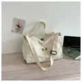 Grand sac de voyage en toile pour courts séjours, sac bandoulière léger et pratique. - Blanc Cassé