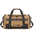 Large capacity travel duffel bag with dry wet separation gym sports bag for short trips. - Caramel color