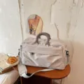 Expandable travel duffel bag for women, large capacity gym sports bag, short trip luggage bag. - Gray