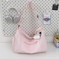 Pink large capacity travel duffel bag for women, lightweight yoga fitness shoulder bag. - With Pendant / Pink