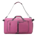Collapsible travel duffel bag in pink, multi-functional luggage bag with shoe compartment. - Pink