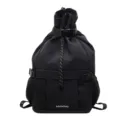 Schwarzer Kordelzug Rucksack multifunktional Sporttasche Mode Reise Freizeit Tasche Alltag - Schwarz