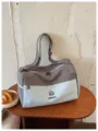 Large capacity travel duffel bag, waterproof fitness gym bag with wet pocket in grey blue. - Gray
