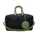 Black and green travel duffel bag with shoulder strap and round pouch for sports and fitness. - Style 1 Black