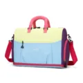 Large capacity colorful travel duffel bag, multi-color colorblock sports fitness bag. - Blue
