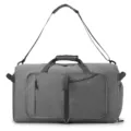 Gray foldable travel duffel bag with shoulder strap, large capacity gym sport storage bag. - Gray