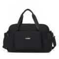 Black nylon travel duffel bag with handles and wet dry compartment for gym and sports main view - Classic Black