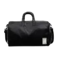 Schwarze weiche Leder Reisetasche Sporttasche Fitness Gym Bag Umhängetasche für Damen - Schwarz