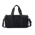 Black small sports duffel bag, water-repellent fitness gym bag with shoulder strap. - Black