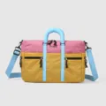Stylish color-blocked travel laptop bag featuring a convenient shoulder strap and large capacity. - Orange Yellow