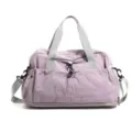 Large capacity purple travel duffel bag with shoe compartment and wet pocket design. - Light Purple