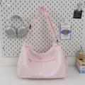 Pink large capacity casual shoulder bag, lightweight travel duffle and gym bag for women. - No Pendant / Pink