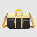 Color-block travel duffel bag large capacity business trip handbag lightweight fitness sports bag - Black