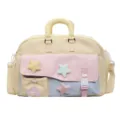 Stylish pastel travel yoga bag with cute plush star patches and large capacity for daily fitness. - Yellow