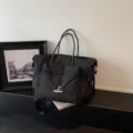 Minimalist black travel duffel bag large capacity sports gym tote bag stylish casual luggage - No Pendant / Black