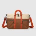 Color-blocked travel bag, large capacity duffel bag, casual shoulder weekender for sports. - Brown