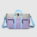 Color-block travel bag with shoulder strap, large capacity gym duffel for daily sports. - Light Purple