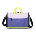 Grande borsa da viaggio sportiva, borsone da weekend colorblock viola per donne fitness. - Viola