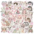 50pcs Rose Effrayant Mignon Gothique Fille Autocollants Étanches Vinyle Pour Ordinateur - Fille Gothique Rose (YCK029) / 50 Pièces/Paquet