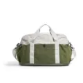 Green and grey colorblock duffel bag, expandable travel sports bag with shoulder strap. - Green