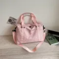Pink large capacity travel duffel bag with star moon pattern for gym and outdoor sports use. - Pink
