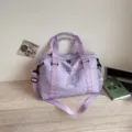 Purple Travel Duffel Bag Large Capacity Gym Bag Lightweight Sports Bag for Outdoor Yoga - Purple
