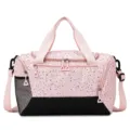 Pink speckled large capacity travel duffel bag for sports gym and yoga training use. - Pink