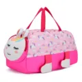 Kids waterproof travel duffel bag cute cartoon unicorn design large capacity weekend bag - Deep Pink