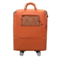 Orange expandable travel luggage bag with wheels, large capacity carry-on duffel bag. - Orange