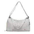 Casual plaid travel duffel bag with cute bows, lightweight large capacity storage bag. - White
