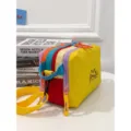 Sac à cosmétiques multicolore style dopamine avec une bandoulière réglable jaune - Jaune