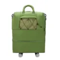 Green expandable rolling travel luggage bag, large capacity portable wheeled suitcase. - Green