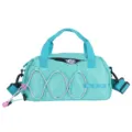 Water-repellent mini duffel bag for sports and outdoor travel, turquoise cyan with pink cord. - Single Bag / Green