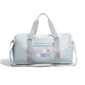 Light blue gym duffel bag with wet dry separation, stylish sports training bag for travel. - Blue with Label