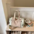 Light green plaid travel duffel bag large capacity gym bag casual fashion handbag for women - Khaki