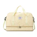 Multi-functional travel duffel bag with dry-wet separation and separate shoe compartment for sports. - Yellow