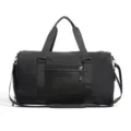 Black sports duffel bag with wet dry separation for gym travel fitness training use - Black No Tag