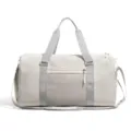 Stylish white gym duffel bag with dry wet separation, perfect for sports fitness and travel. - White No Label
