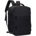 Dettaglio di uno zaino nero multifunzionale per laptop da viaggio d'affari. - Nero